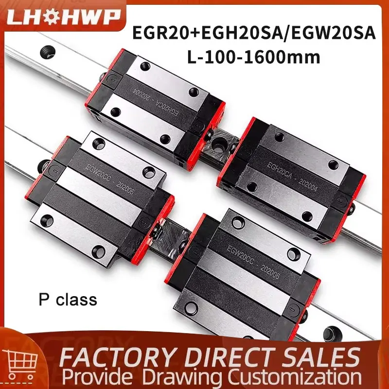 1/2pcs EGR20 Low Assembly Square Linear Guide+1/2/4pcs Bearing Block EGH20SA/EGW20SA P Class For CNC Router