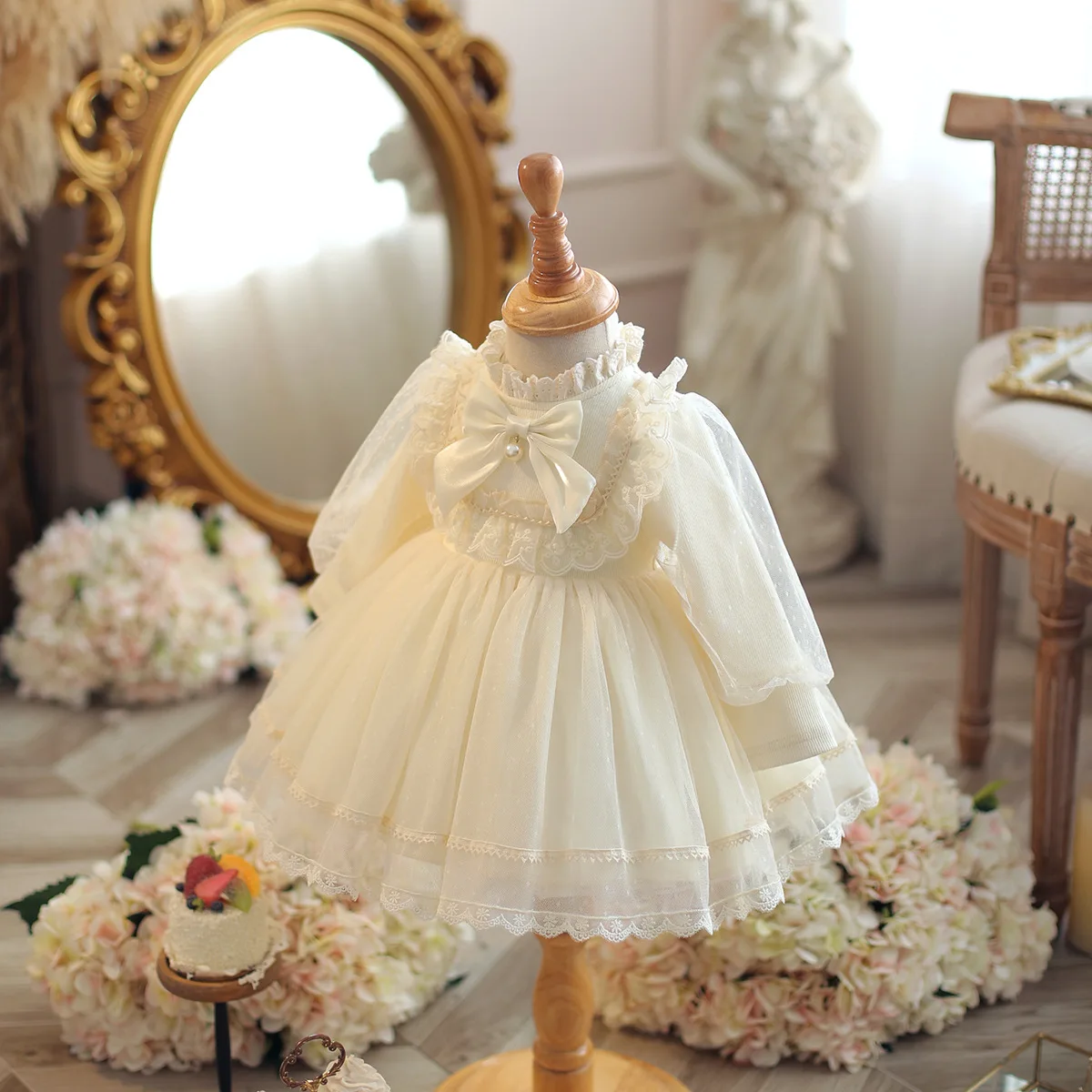 1 Jahr Blumen mädchen Kleider Tutu Geburtstag Hochzeit Spitze Kinder Prinzessin Kleider Taufe Party flauschige Hochzeit Tüll Kleid Headwea