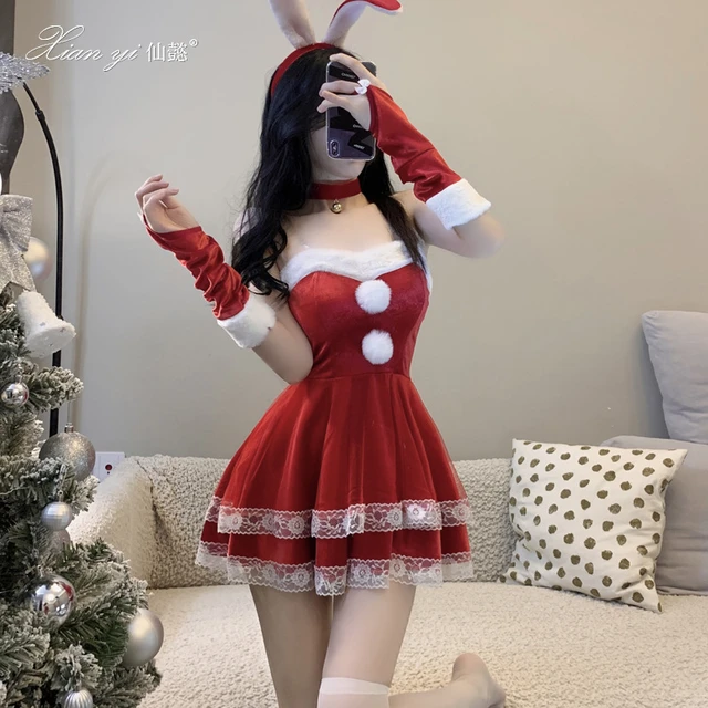 Red Women Christmas Santa Claus Cosplay Costume Winter Off Shoulder Dress Tube Dresses Sexy Red Christmas Dress AliExpress 200000532