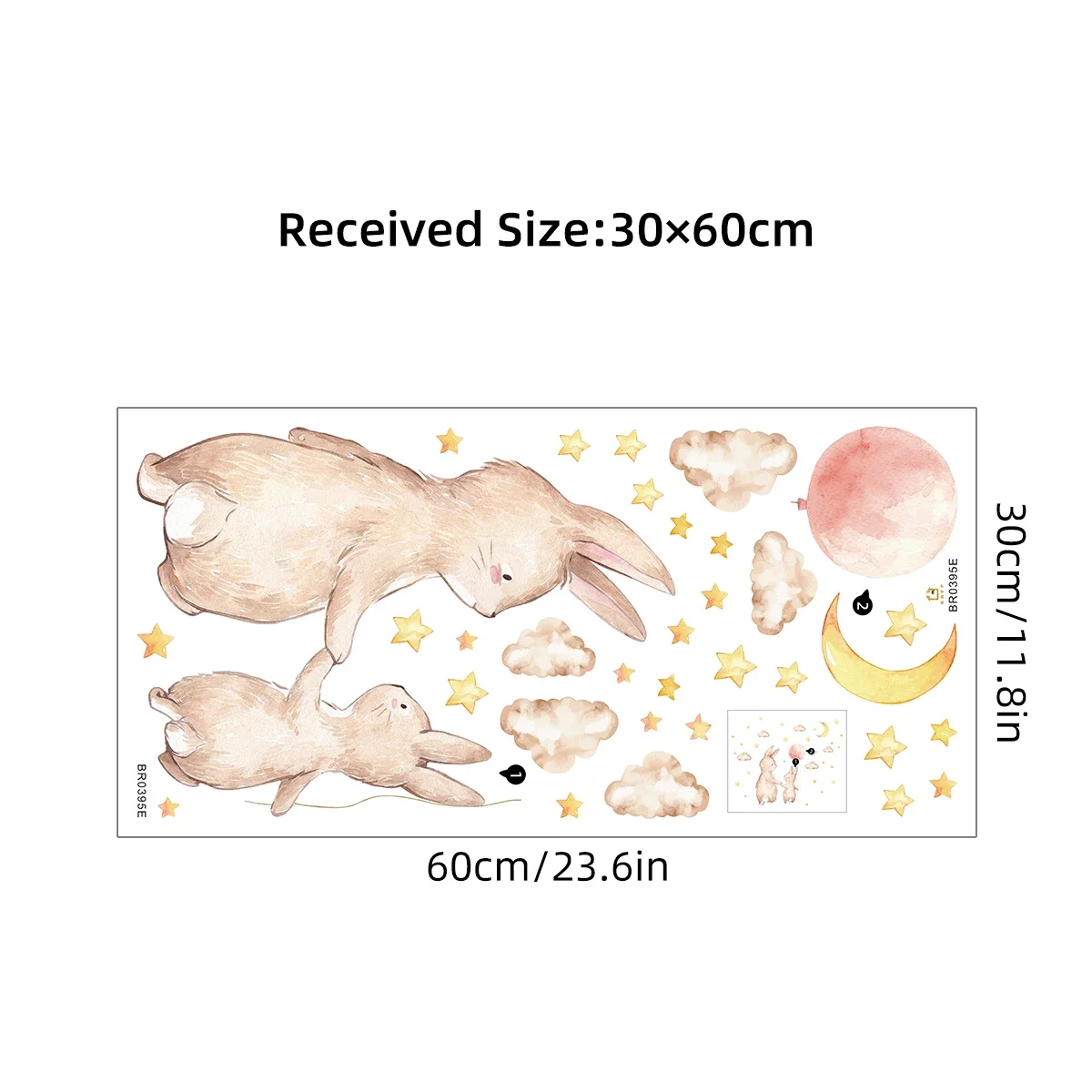 Cartoon Parent-child Animals Rabbit Wall Stickers Kids Room Star Baby Room Home Decoration Bedroom Living Room Decor Wall Decals