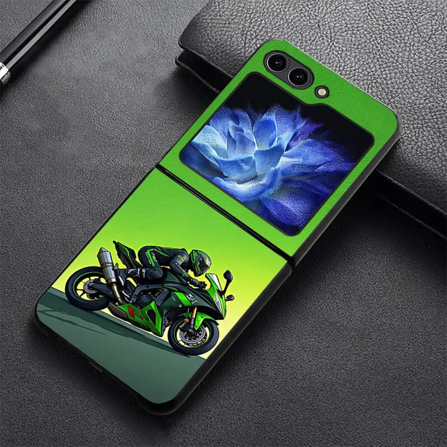 Green Flame Rider Phone Shell Funda Case for Samsung Galaxy Z Flip 8 Flip5 Flip4 Flip3 Flip6 Z Flip 7 6 5 4 3 Flip7 FE