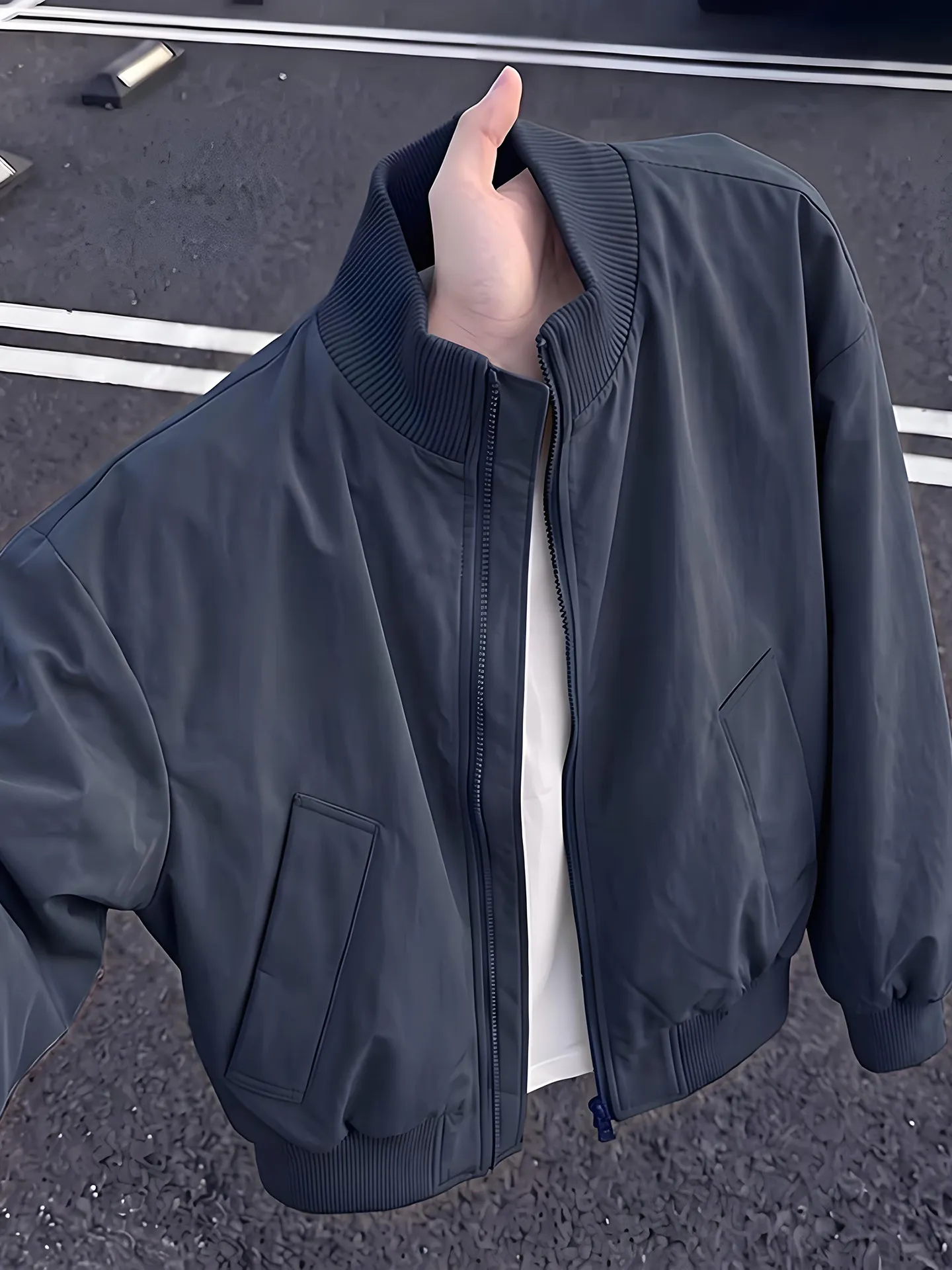 Waterproof Men's Short Stand Collar Baseball Jacket Autumn Cleanfit Shape Workwear Coat Loose Fit Youthful Style Long Sleeve ...
