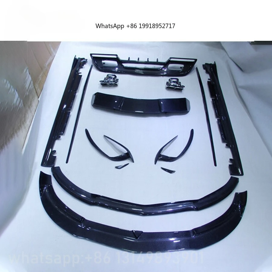 A Class W176 to R Style Carbon Fiber Body Kit with Side Skirt Front Lip Rear Wing Rear Diffuser W176 A200 A260 Carbon Car Kit