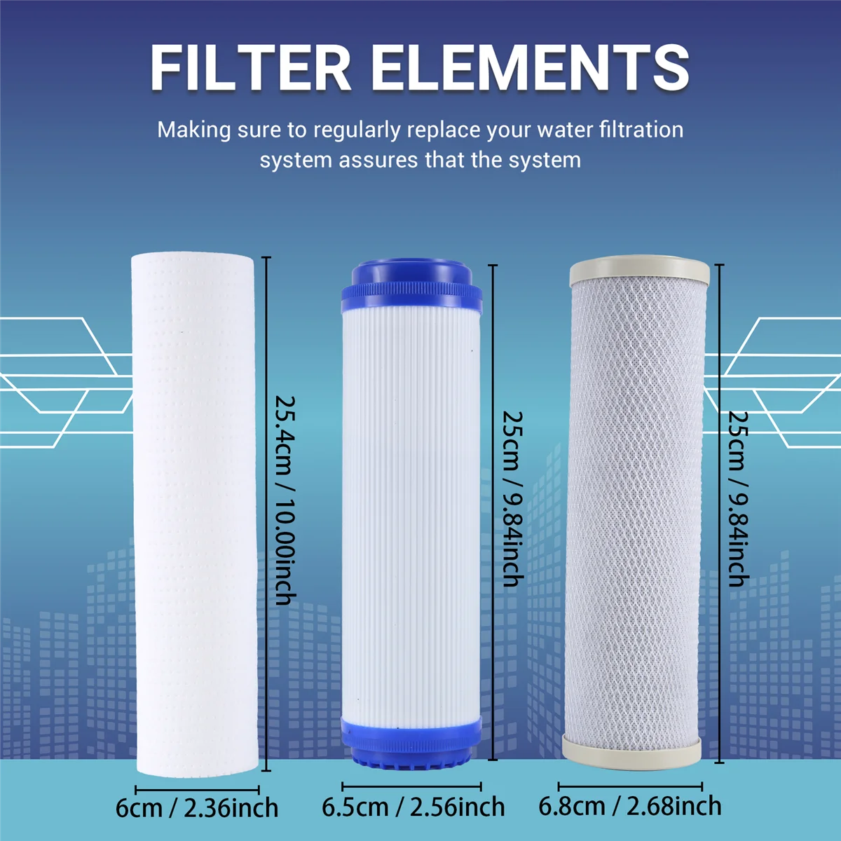 New 10Inch Filter Elements Filtration System Purify Replacement Part Universal For Water Purifier For Household Appliances