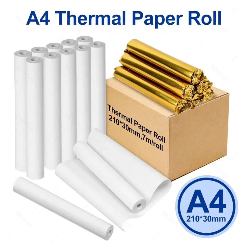 A4 Thermal Printer Paper Roll 210×30mm – Premium Direct Thermal Printing Paper for A40 Portable Wireless Bluetooth Printer, 48gs
