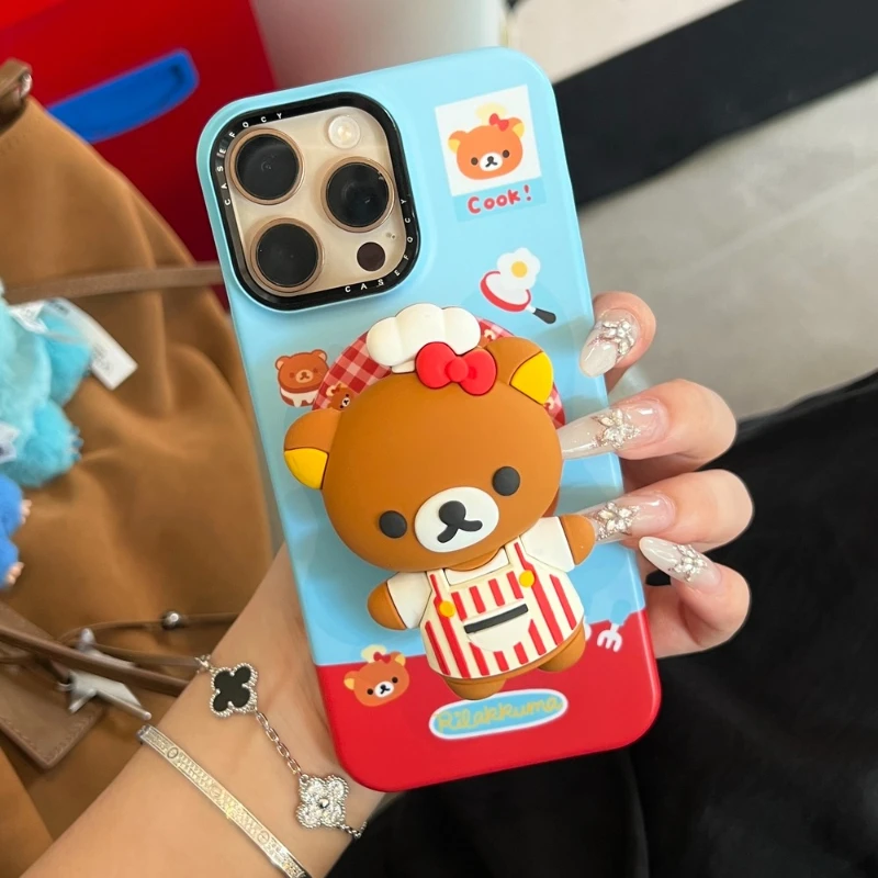 

Милый мультяшный медведь Rilakkuma для Magsafe, магнитный телефон Griptok Grip Tok, подставка для iPhone, складной чехол для беспроводной зарядки, держатель