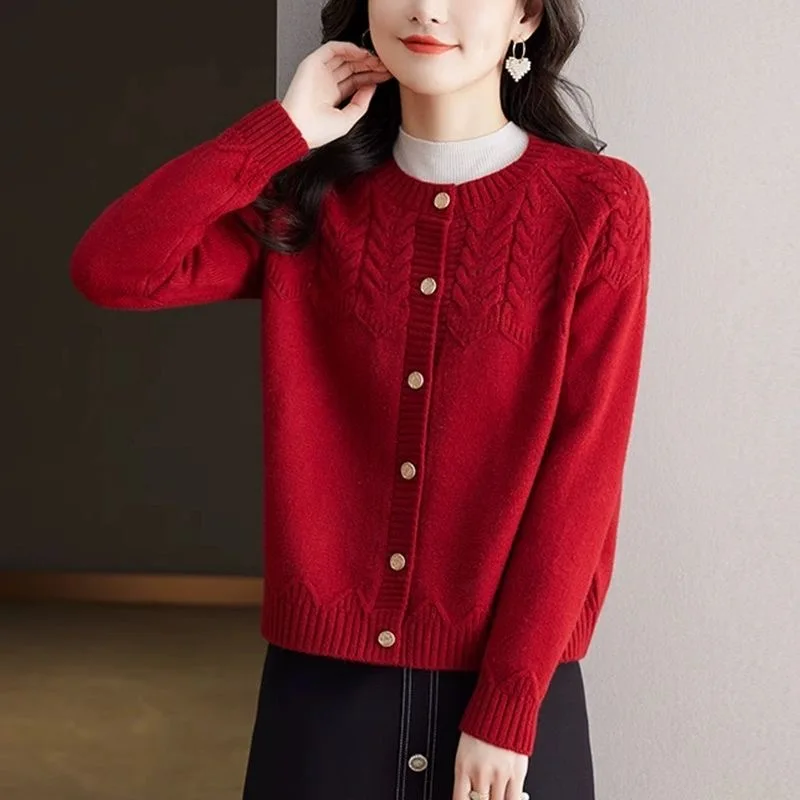 Afslankend groot formaat herfst winter gebreid open vest rond Ne kwastje losse pasvorm warmte bovenkleding voor dames