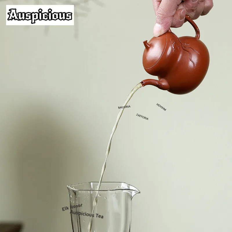 210ml Boutique Yixing Purple Clay Teapots Handmade Bionic Gourd Pot Raw Ore Dahongpao Mud Kettle With Strainer Zisha Tea Set