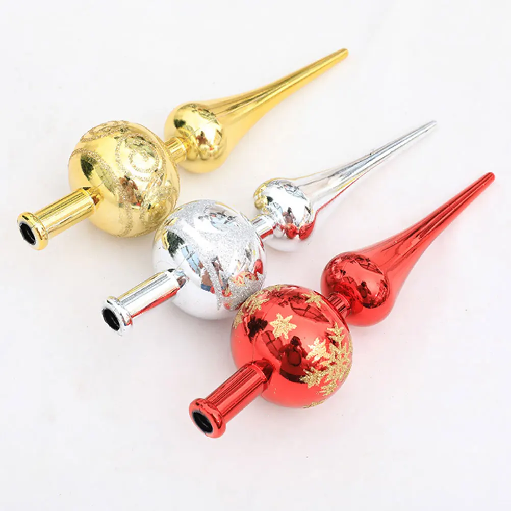 

2Pcs Spherical Christmas Tree Topper Ornament Xmas Treetop Plastic Decorative Holiday Decoration for Hotel Restaurant Church Bar