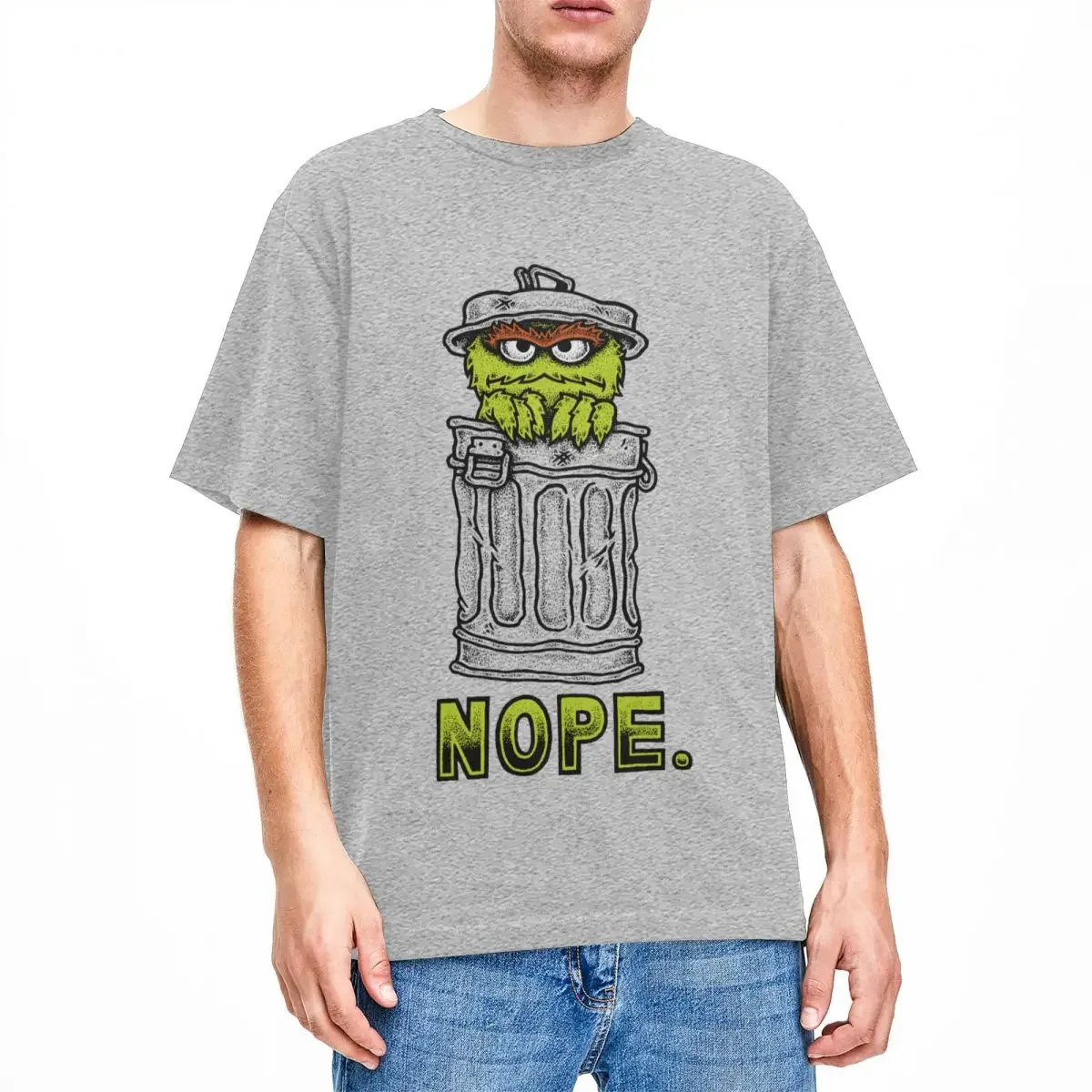 Funny Cartoon Oscar The Grouch Nope Trash Men Women's T Shirt Accessories Hipster Tees Shirts 100% Cotton Original Clothing