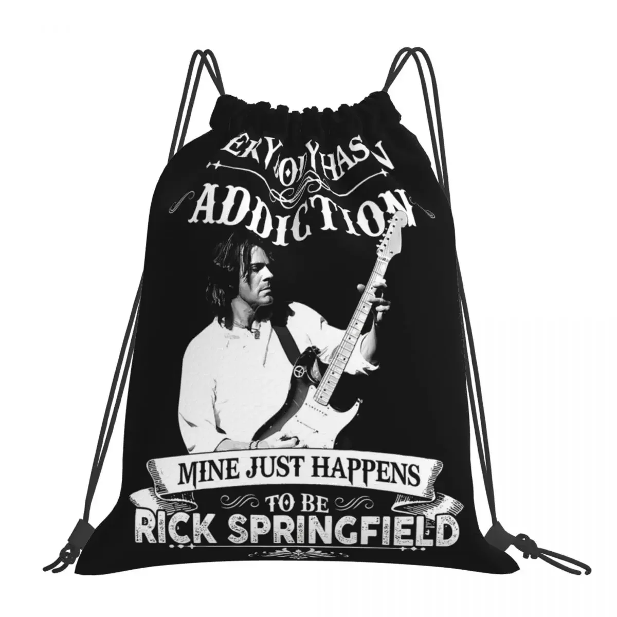 Has An Addiction Mine Just Happens Rick Springfield Backpacks Drawstring Bags Drawstring Bundle Pocket Shoes Bag BookBag