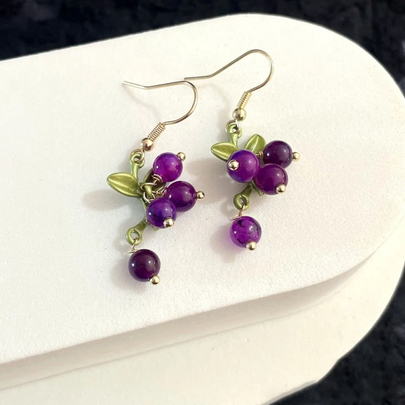 

Multicolor Berry Series Cute Earring Unique Berry And Leaf Design Earrings Creative Plant Earrings Statement Jewelry Wholesale