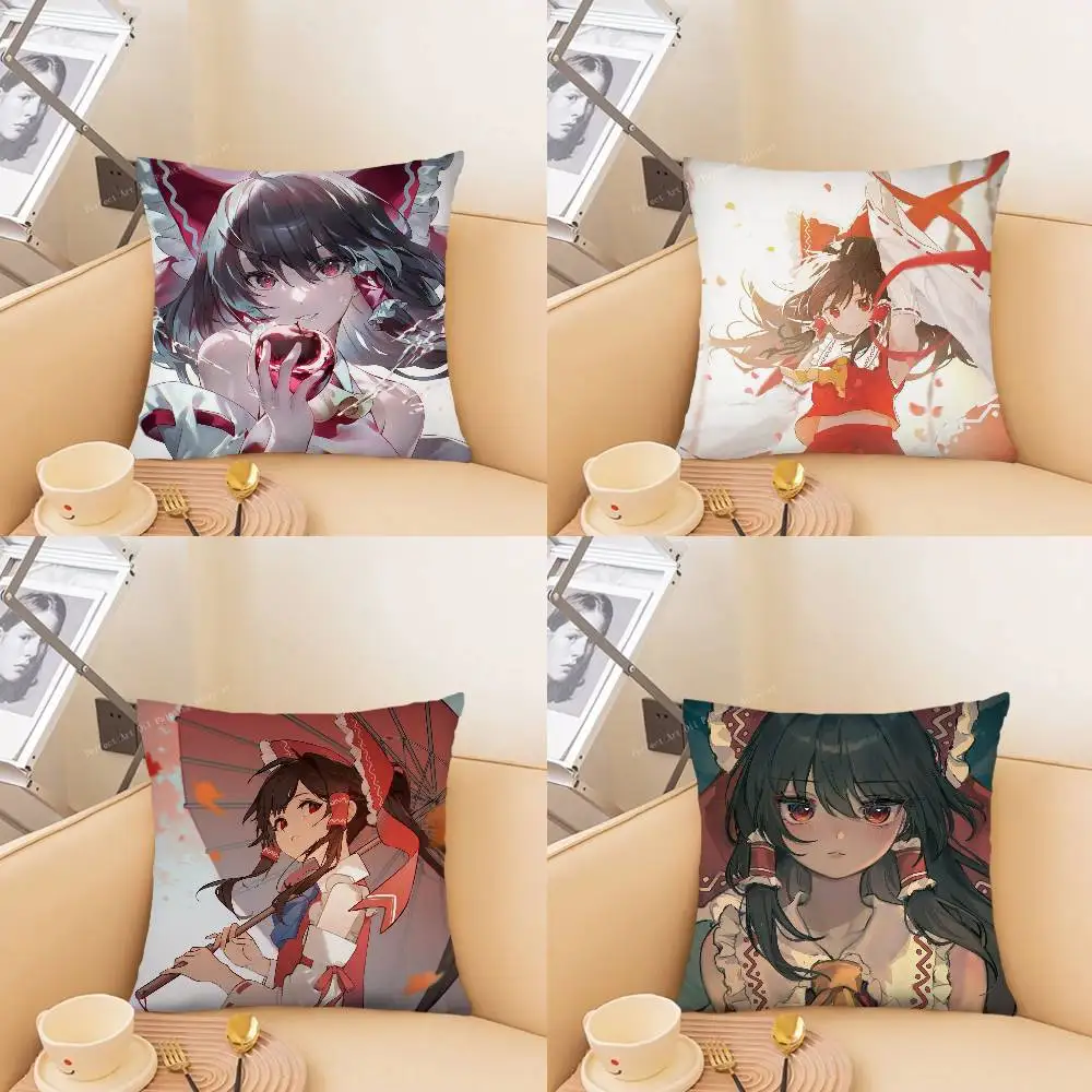 Reimu Hakurei Anime Touhou Pillow Case Fashion Square Pillowcase Bedroom Sofa Room Ins Decoration Leisure