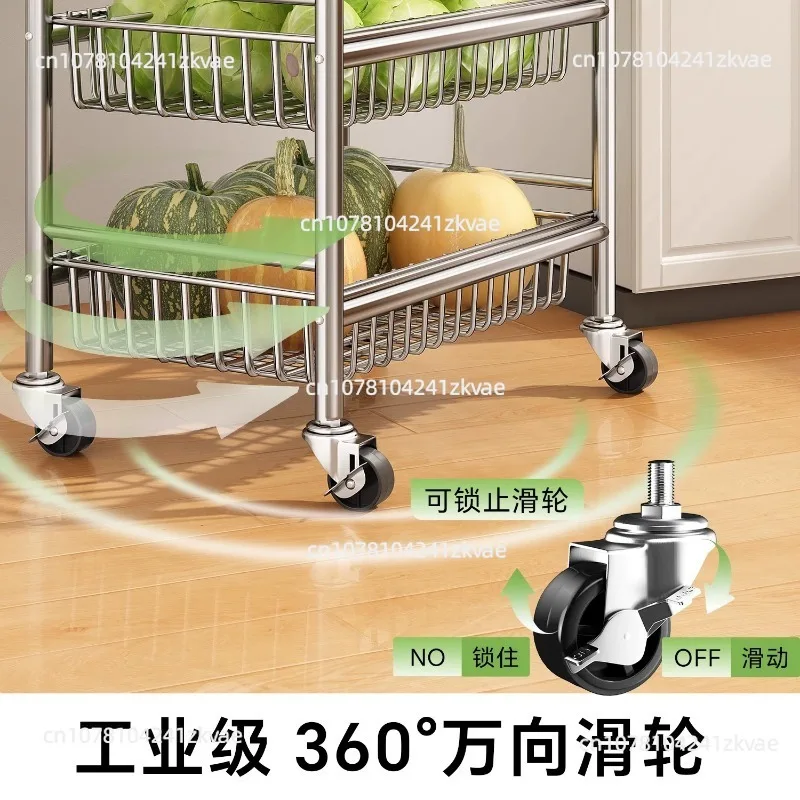 304 Stainless Steel Kitchen Vegetable Storage Basket Multi-Tiered Microwave-Safe Floor-Standing Vegetable Basket