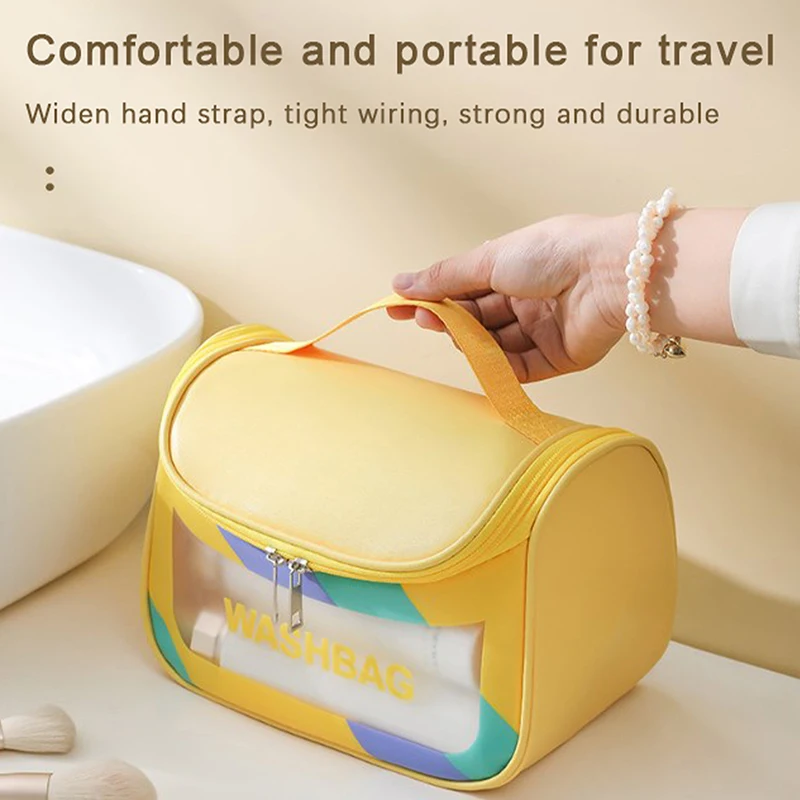 Nuova borsa per il trucco portatile borsa da toilette portatile da viaggio di grande capacità borsa per cosmetici trasparente impermeabile