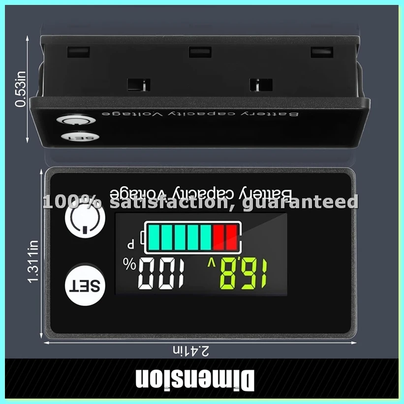 4 Pack Digital Battery Monitor for Golf Cart 8-100v, 12v 24v 36v 48v 60v 72v, LCD Display for Marine Boat/Car/Motorcycle-ABFB