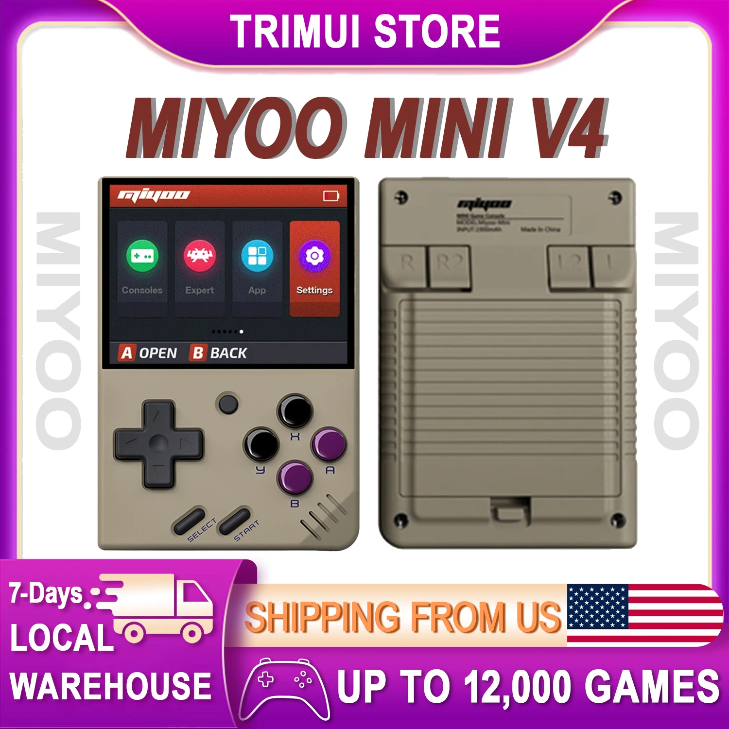 Miyoo Mini V4 Handheld Game Console Retroarch 2.8-inch IPS Screen 1900mAh Lithium Battery Open Source Linux OS Retro Gaming Mach 1