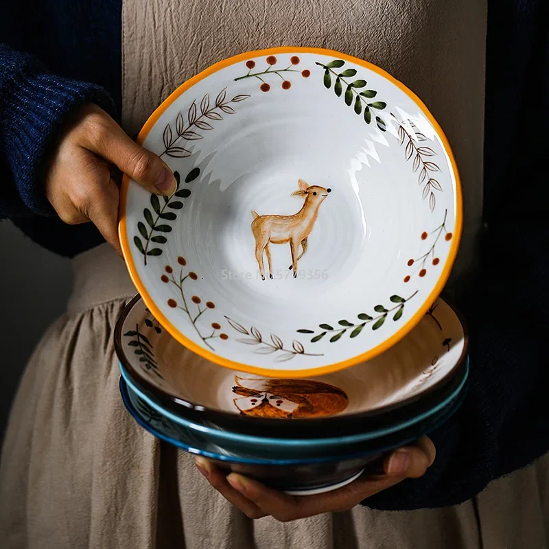 tazon-de-ceramica-de-8-pulgadas-tazon-para-fideos-diseno-de-animales-del-bosque-tazon-grande-tazon-creativo-para-restaurante-tazon-de-flores-para-el-hogar