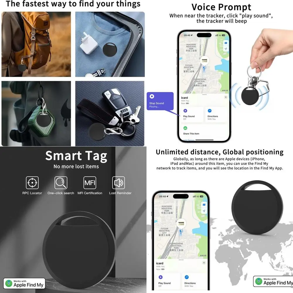 

Набор из 4 умных Bluetooth-меток для iOS: легкие, предотвращают потерю кошельков, ключей, сумок; сменная батарея, водонепроницаемость IP67.