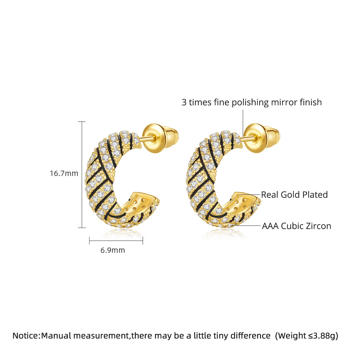 LUOTEEMI Gold Color Fashion Hoop Earrings New Fashion Multicolor Design Jewelry for Girls Party Dating Trendy Korean Temperament