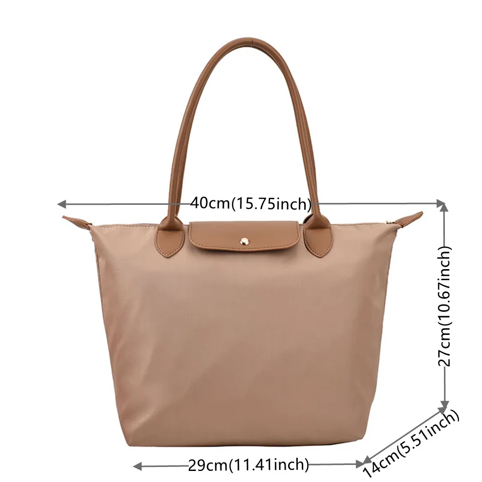 Women Fashion Nylon Handbags Ladies Versatile Foldable Waterproof Tote Bags Female Large Simplicity Capacity Shoulder Bag