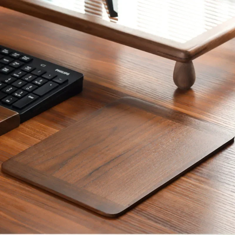 Ultra-Thin Black Walnut Mouse Pad Creative Carpal Support Non-Slip Office Mat Rounded Edges Table Pad for Comfortable Use