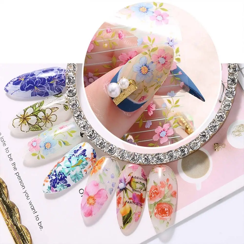 Nail Art Manicure Nail Art Accessories Transfer Paper Decals Holographic Nails Decals Flower Nail Foils Floral Nails Stickers
