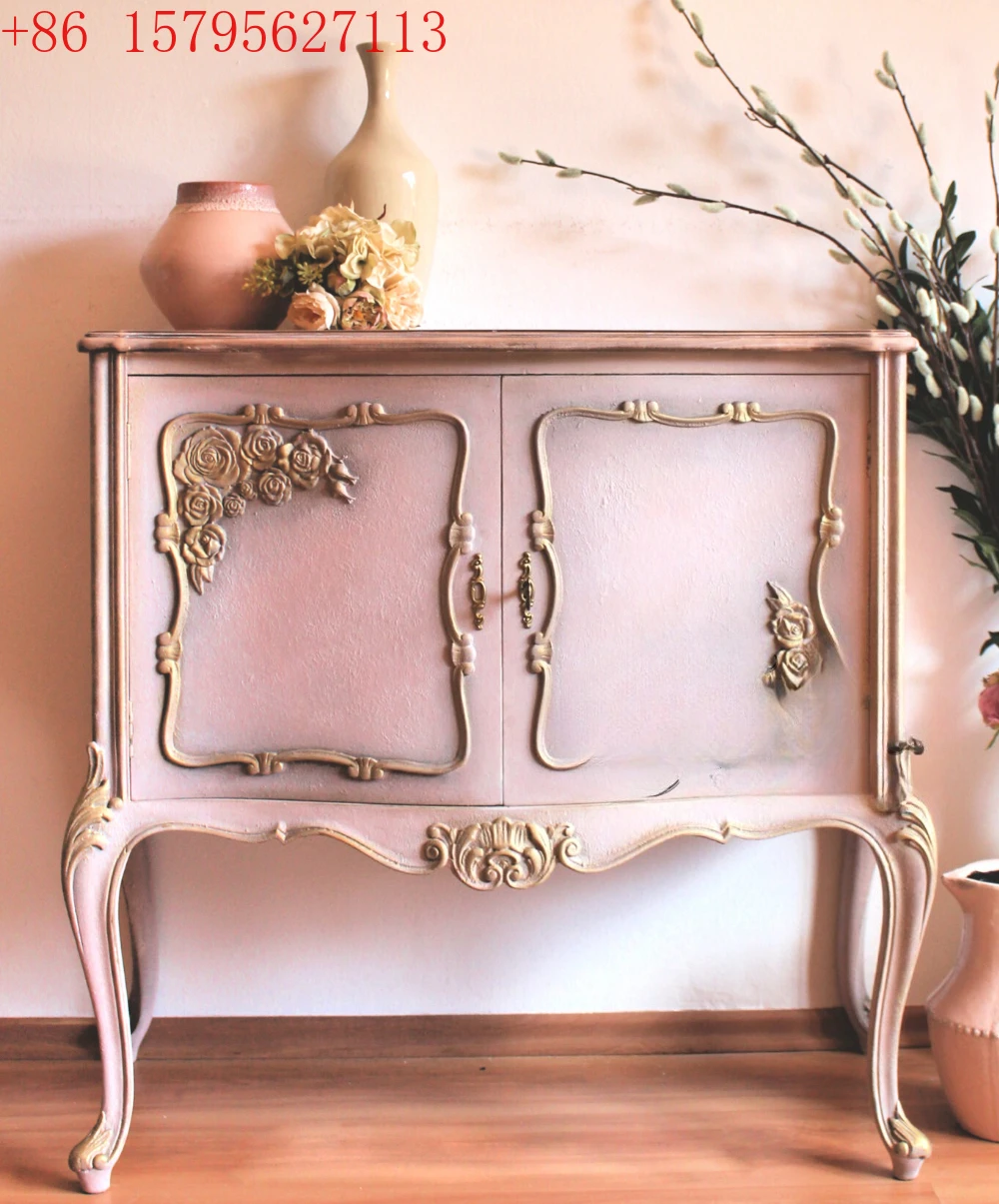 

Solid wood furniture, European solid wood carving flower entrance cabinet shoe cabinet integrated, antique and old side cabinet