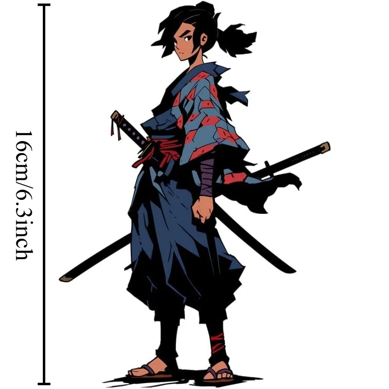 2D Flat Cool Anime Samurai Vinyl Sticker,Waterproof Decal For Wall Door Luggage Fridge Car Motorcycle Camper Decor, Holiday Gift