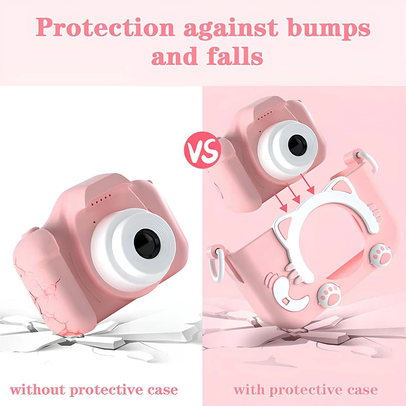 Kids Camera Toys Mini Camera Kids Digital Camera With Video Cartoon Soft Silicone Cover 32GB SD Card For Boy Girl Christmas Gift