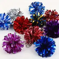 New Colorful Cheer Pom Pom Foil Ball Small Cheerleading Keyring Round Cheer Dance Accessories Keyring Charm 2