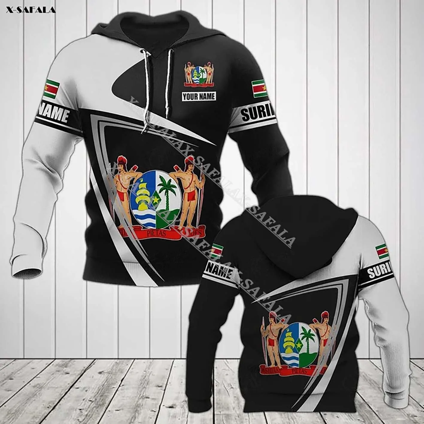 

Surinam Coat Of Arms Country Flag Custom Name 3D Print Zip Hoodie Harajuku Outwear Zipper Pullover Sweatshirt Casual Jacket