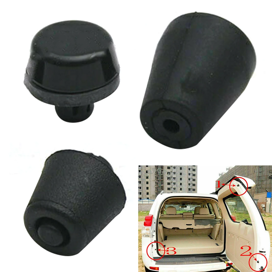 3Pcs Rear Trunk Tailgate Cushioning Granular Rubber Pad Fit for Toyota Prado 150 2010 2011 2012 2013 2014 2015 2016 2017-2021