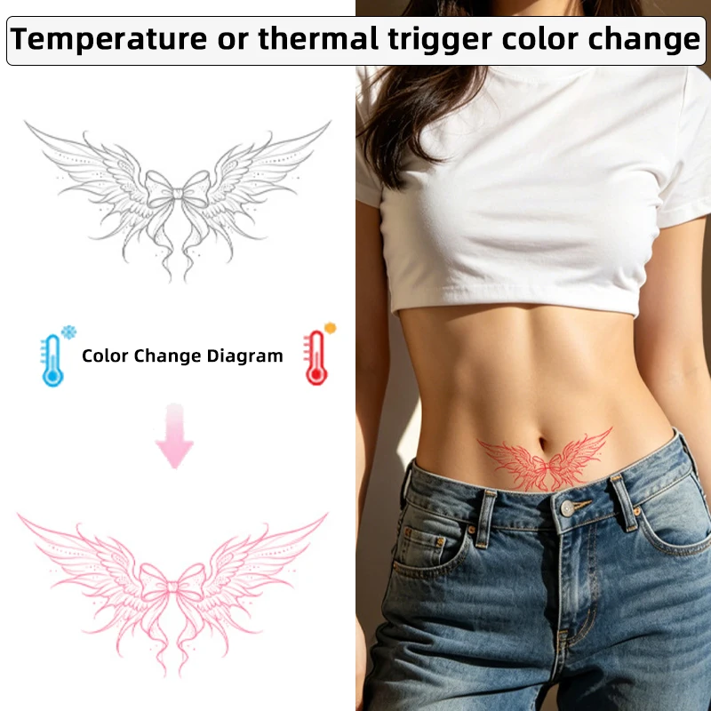 

Female succubus body temperature changing tattoo sticker, waterproof and sweatproof, realistic tattoo on the abdomen and chest