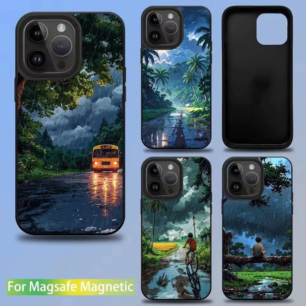 

raining travel nature Art Phone Case For iPhone17,16,15,14,13,12,11,Pro,Max,Plus,Mini,SE New Magsafe Magnetic Wireless Charging