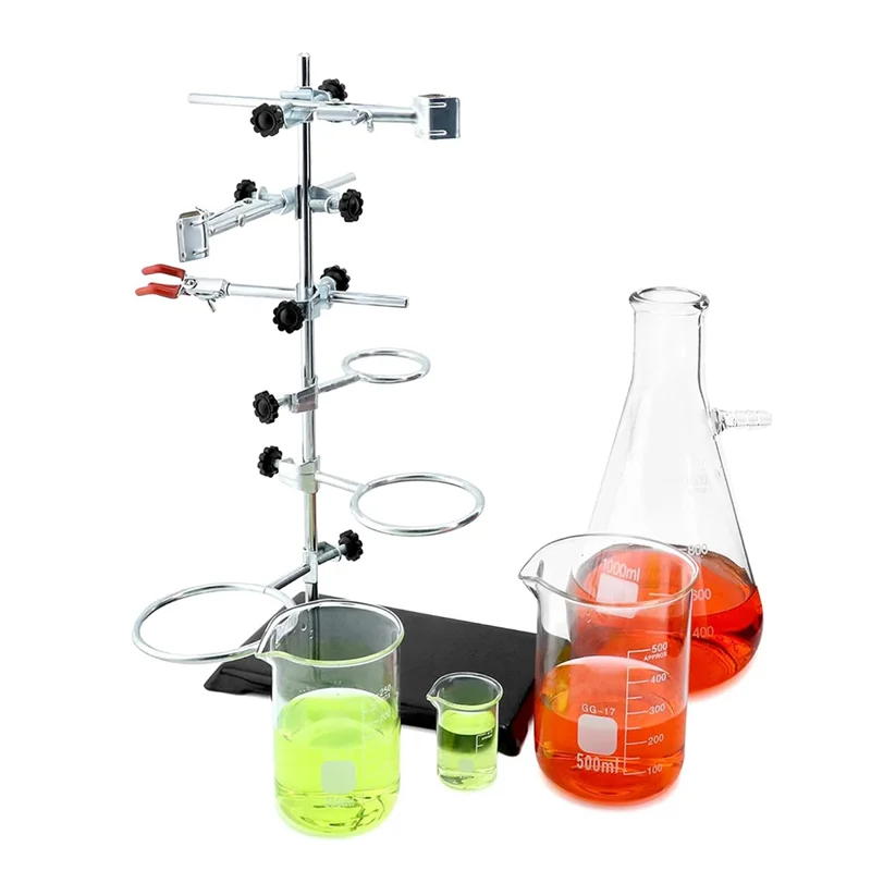 ABVA-Laboratory Grade Metalware Set-Lab Support Stands With Flask Clamp, Iron Clamp Holder, Condenser Stand Included