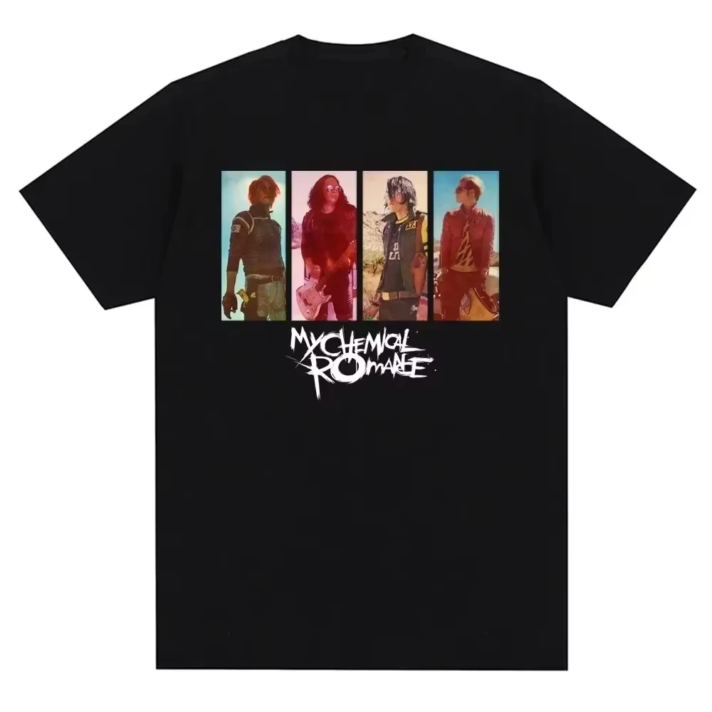 2026 Summer My Chemical Romance Band Panel Photo Graphic T Shirt Retro Emo Punk Oversized Cotton Unisex Tee Top