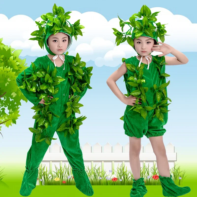 Children Christmas Stage Show Costume Child Leaf Festival Tree Fancy Costume Kids Lovely Party Clothing Tree