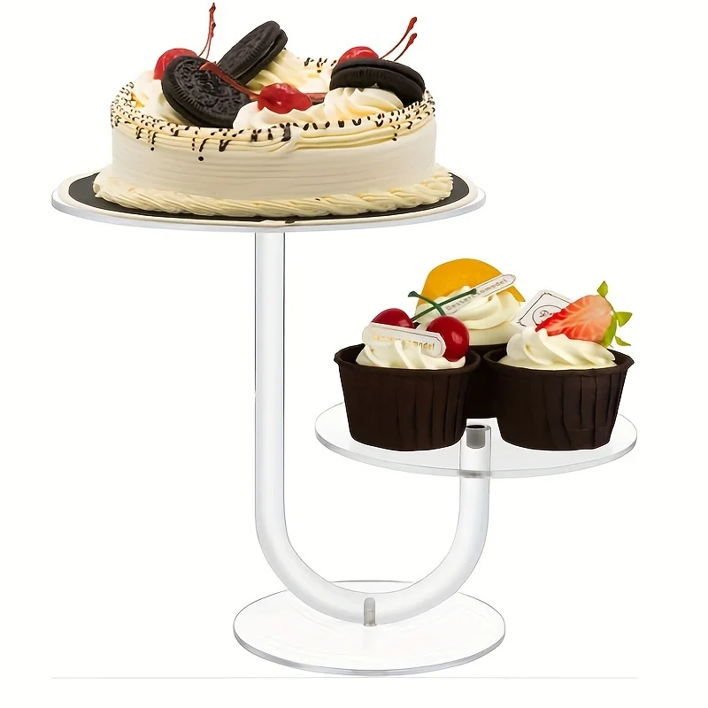 Clear Cake Stand 2 Layers Acrylic Cupcake Tower Display Premium Cup Dessert Tree Tower For Birthday Party Christmas Halloween