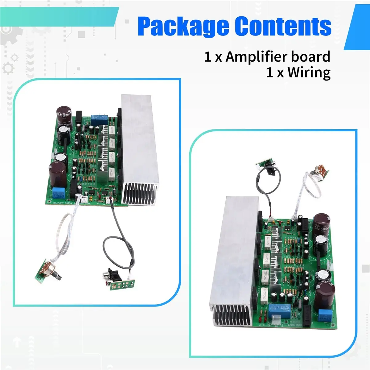 OKgood 500W A1943/C5200 Thickened Aluminum Mono High Power Subwoofer Amplifier (Capacitorsx4) + Free Wiring