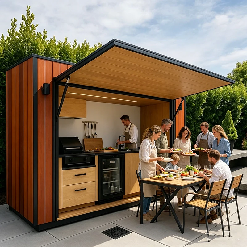 BBQ Shed Outdoor Kitchen Set-Aluminum Eco-Friendly Portable Includes Kitchen  BBQ Pod Tailgate Grill Durable Outdoor