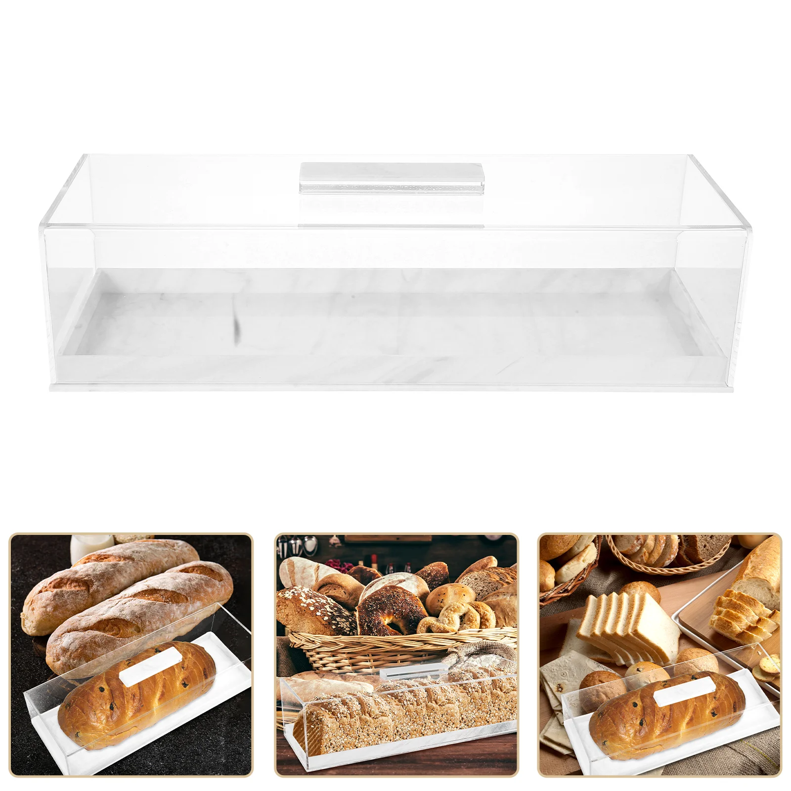 

Cake Tray Serving with Lid Rectangular Holder Dessert Acrylic Rectangle Plate Travel Stand