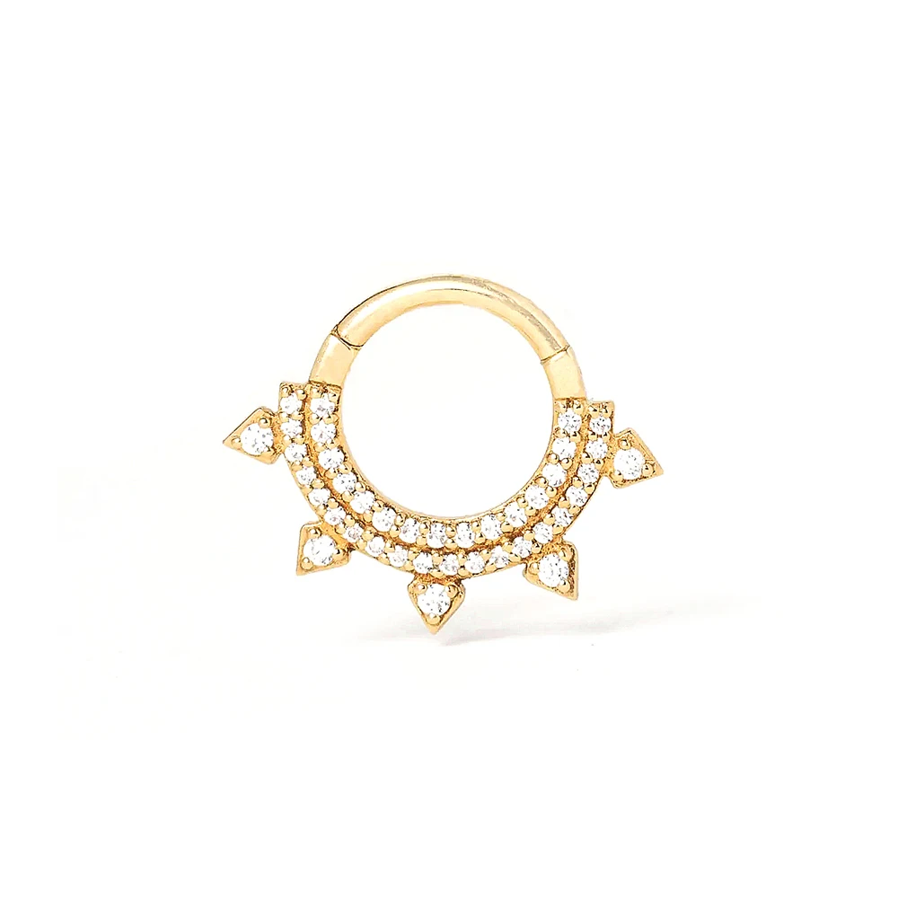 925 Sterling Silver Puncture Hoop Earring European and American Double Row Zircon Point Nail Cartilage Earring Jewerly
