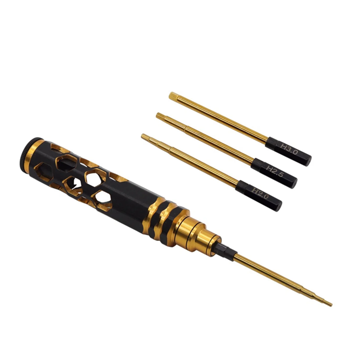 Hexagonal Head Screwdriver Hexagonal Screwdriver Tool Set for Rc Car Crawler Helicopter 1.5 2.0 2.5 3.0mm Black+Gold