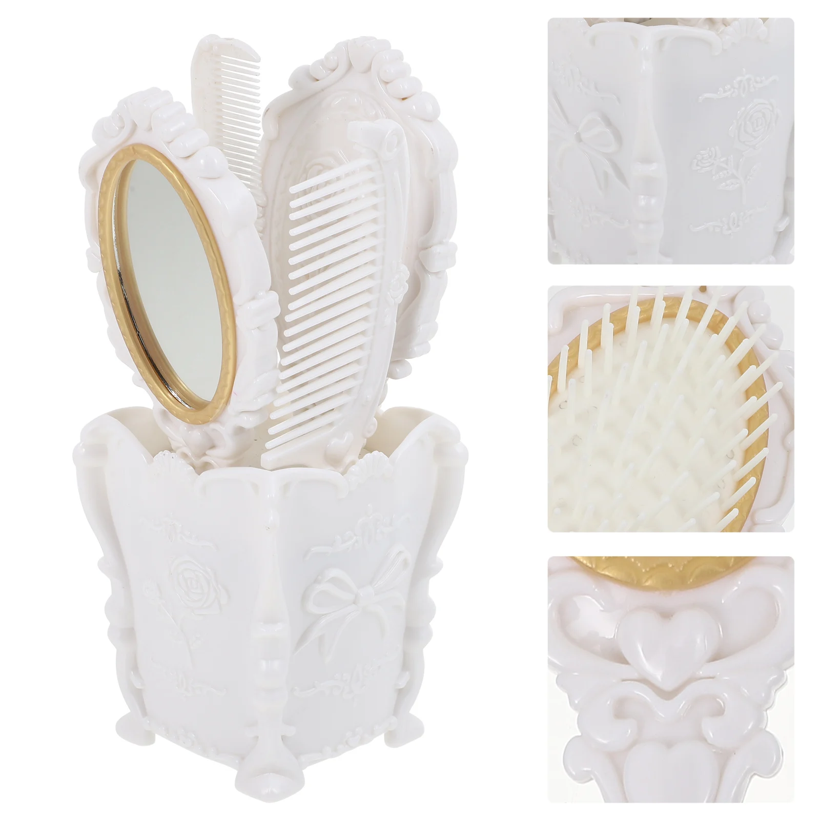 

5 Pcs Dressing Table Mirror Suit Vintage Brushes Girls Hair Hairbrush Comb White Makeup Holder for Vanity Women's