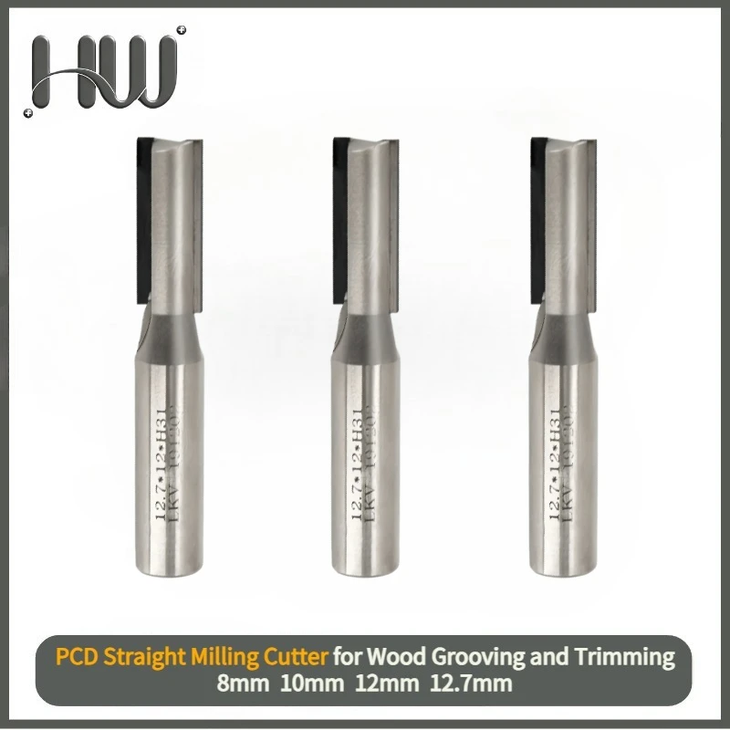 CNC Router Diamond Bits Straight 2 Flute Woodworking Milling Cutter PCD End Mill T Slot for CNC Router Machine Furniture Tool