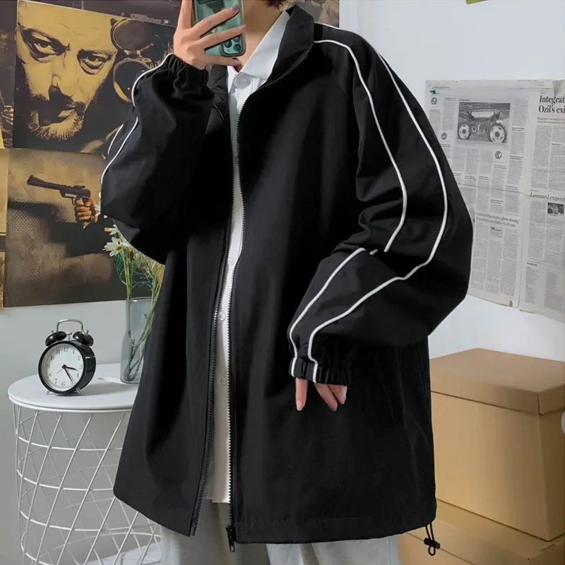 

Thin Jacket Men's Loose Large Size Jacket Tide Spring, Summer and New Hong Kong Wind Jacket Youth Joker Men's Student Spring