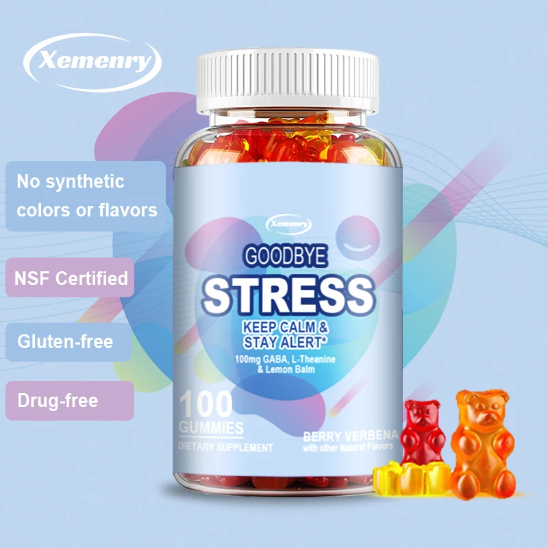 Goodbye Stress Gummies - Contains GABA, L-Theanine, Mood and Stress Relief, Gluten Free, Non-GMO