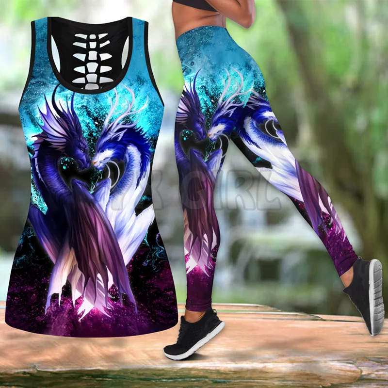 Skull Butterfly Combo Tanktop + Legging  3D Printed Tank Top+Legging Combo Outfit Yoga Fitness Legging Women