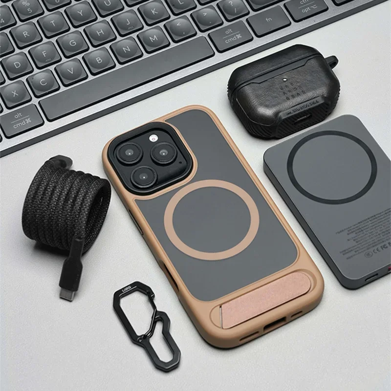 Etui na telefon YpmCxMetal Bracket Magsafe do Iphone17promax 16 15 Pro 14 13 Simple Senior Frosted Bezprzewodowe Ładowanie Twarda Obudowa PC